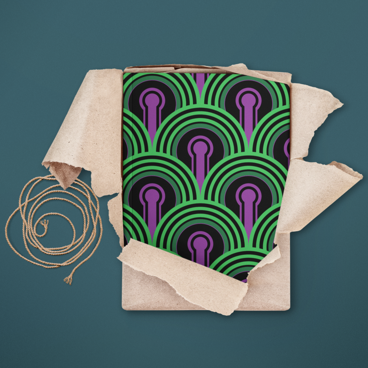 Overlook Hotel Green and Purple Carpet Inspired Pattern Hardcover Journal Matte | Horror Movie Merch | Classic Horror Notebook