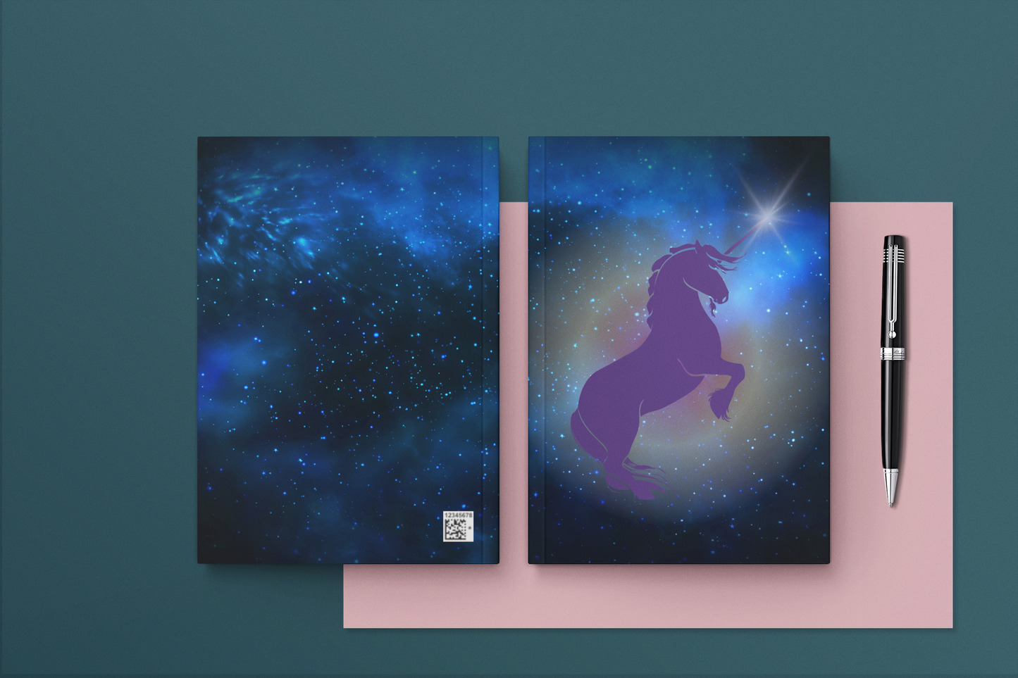 Enchanted Celestial Unicorn Hardcover Journal Notebook Matte | Cosmic Themed Journal | Unicorn in Galaxies Diary | Stars in the Universe Notepad