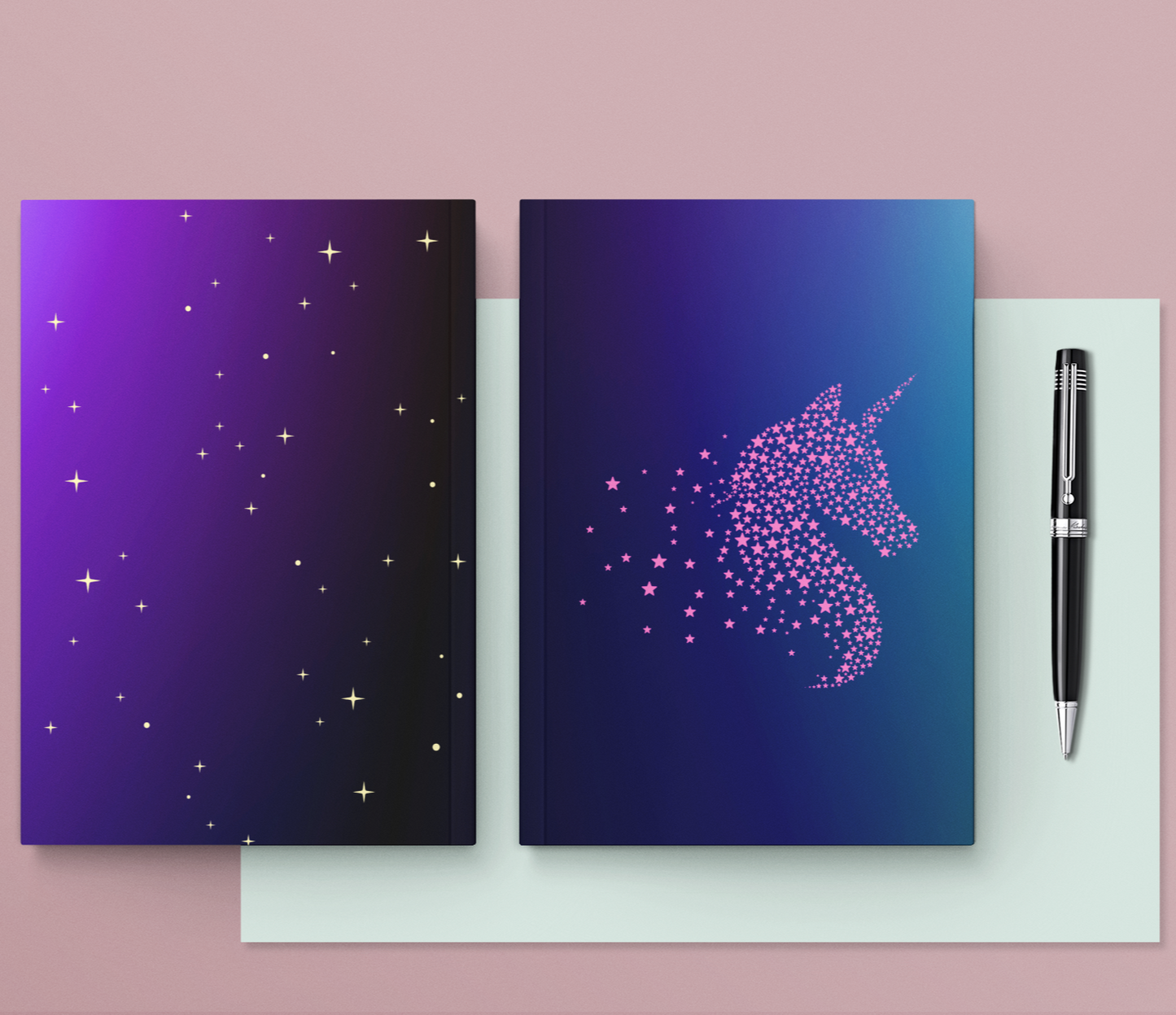 Pink Star Unicorn Hardcover Journal Notebook Matte | Unicorn Composition Journal | Sparkle Unicorn Themed Blank Lined Notepad | Pony Diary | Sparkle Notes