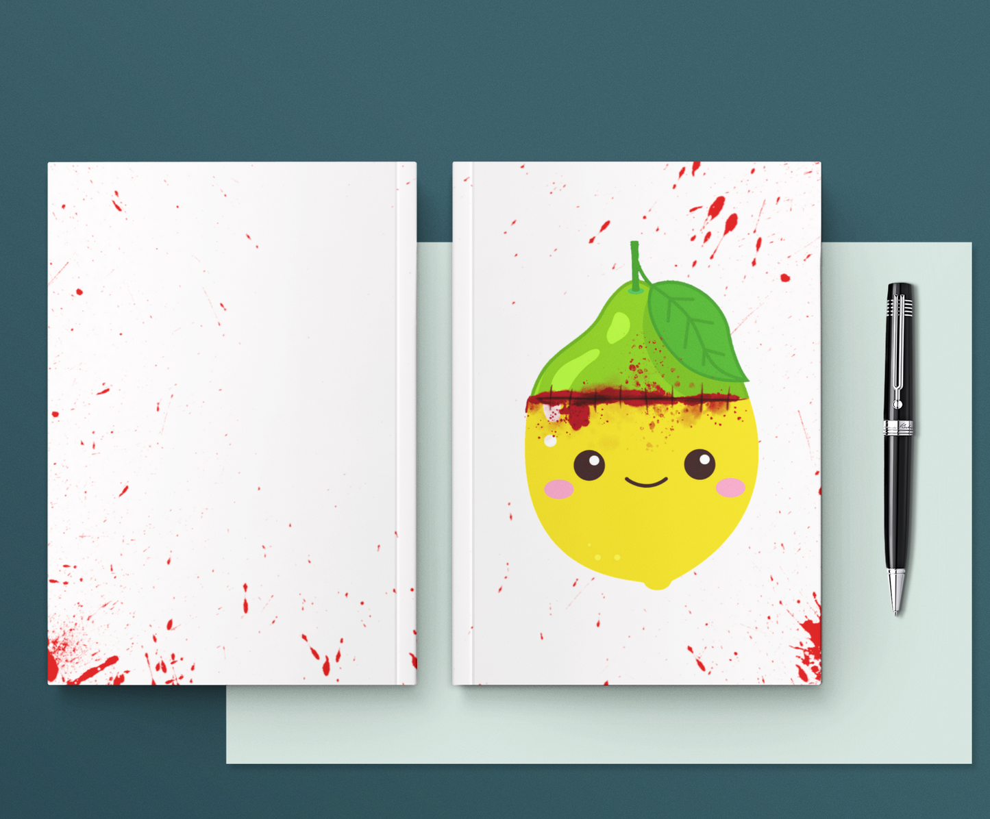 Frankenlemon Hardcover Journal Notebook Matte | Fruit with Personality Journal | Fruit and Berry Themed Blank Lined Notepad | Food Diary | Cookbook