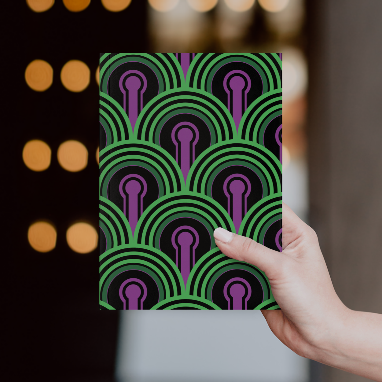 Overlook Hotel Green and Purple Carpet Inspired Pattern Hardcover Journal Matte | Horror Movie Merch | Classic Horror Notebook