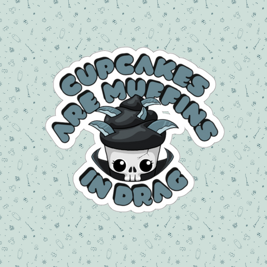 Cenobite Hellraiser-esque Drag Cupcake Couture Die-Cut Sticker | Cupcakes are Muffins in Drag | Drag Queen Stickers | Spooky Halloween Pastry | Monster Cupcake Madness