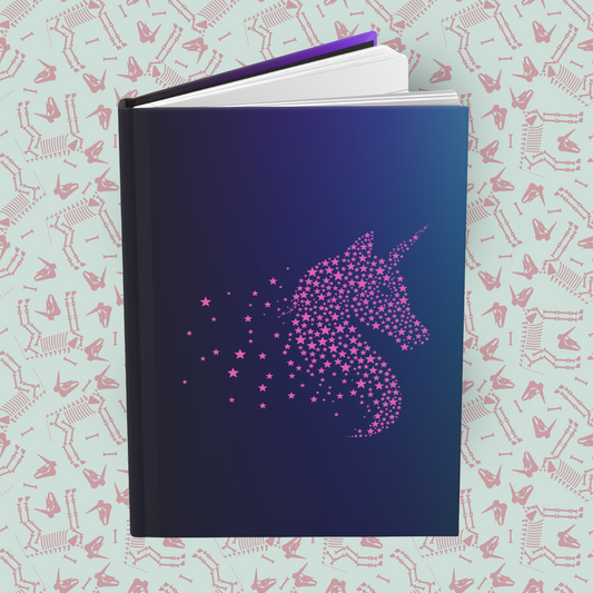 Pink Star Unicorn Hardcover Journal Notebook Matte | Unicorn Composition Journal | Sparkle Unicorn Themed Blank Lined Notepad | Pony Diary | Sparkle Notes