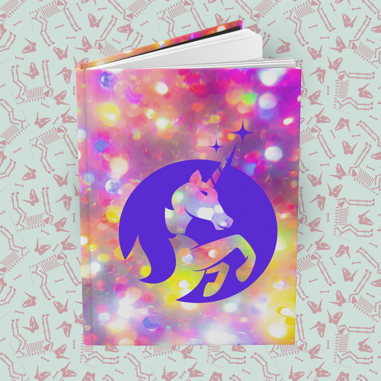 Purple Glitter Unicorn Hardcover Journal Notebook Matte | Unicorn Composition Journal | Sparkle Unicorn Themed Blank Lined Notepad | Pony Diary | Sparkle Notes