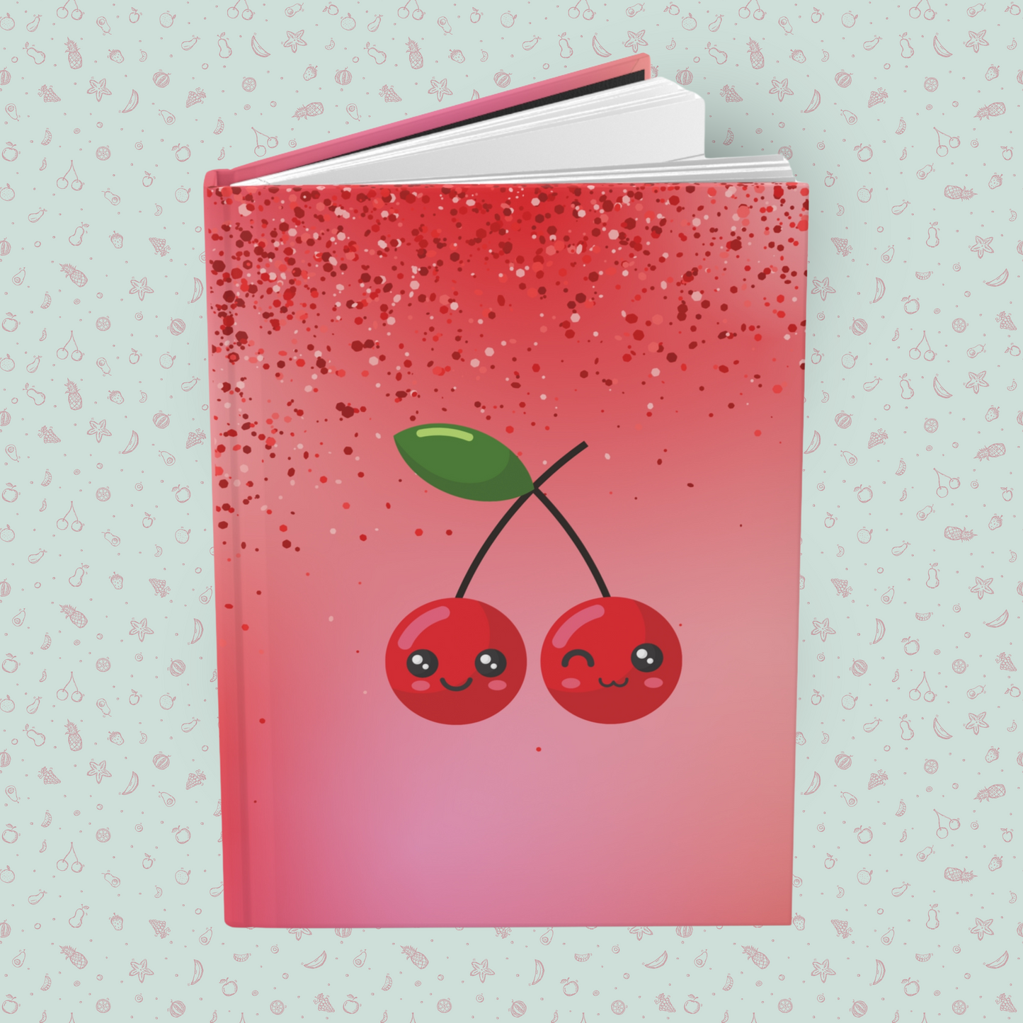 Cheeky Cherry Friends Hardcover Journal Notebook Matte | Fruit with Personality Journal | Fruit and Berry Themed Blank Lined Notepad | Food Diary