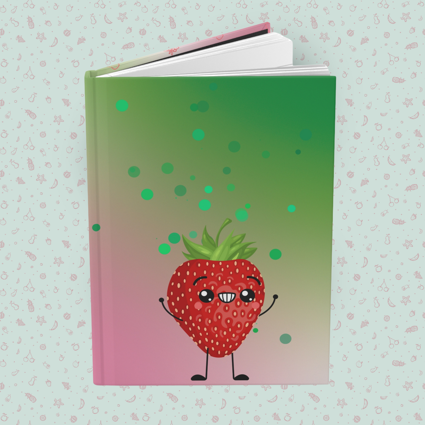 Super Happy Strawberry Friends Hardcover Journal Notebook Matte | Fruit with Personality Journal | Fruit and Berry Themed Blank Lined Notepad | Food Diary