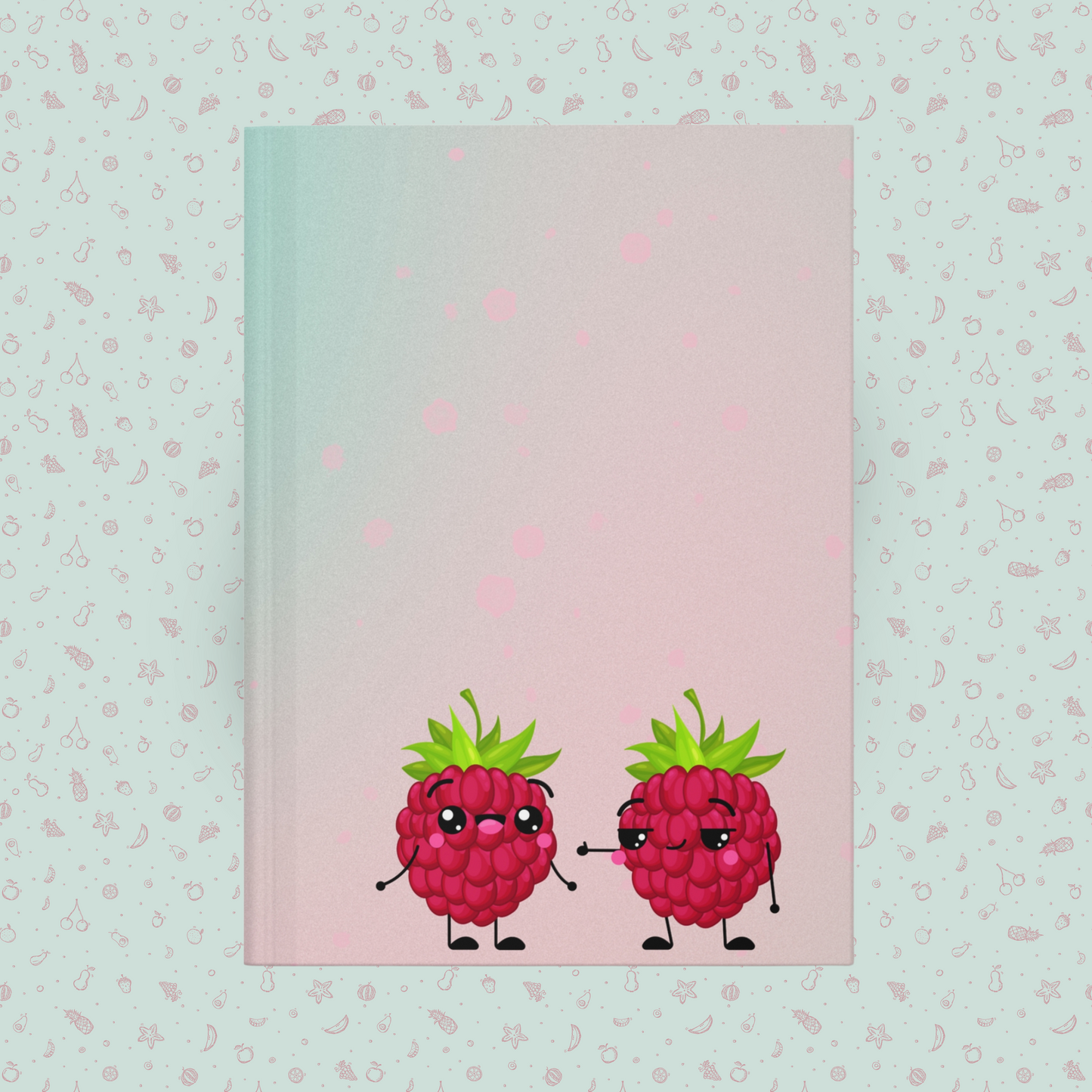 Thumbs Up Raspberry Friends Hardcover Journal Notebook Matte | Fruit with Personality Journal | Fruit and Berry Themed Blank Lined Notepad | Food Diary