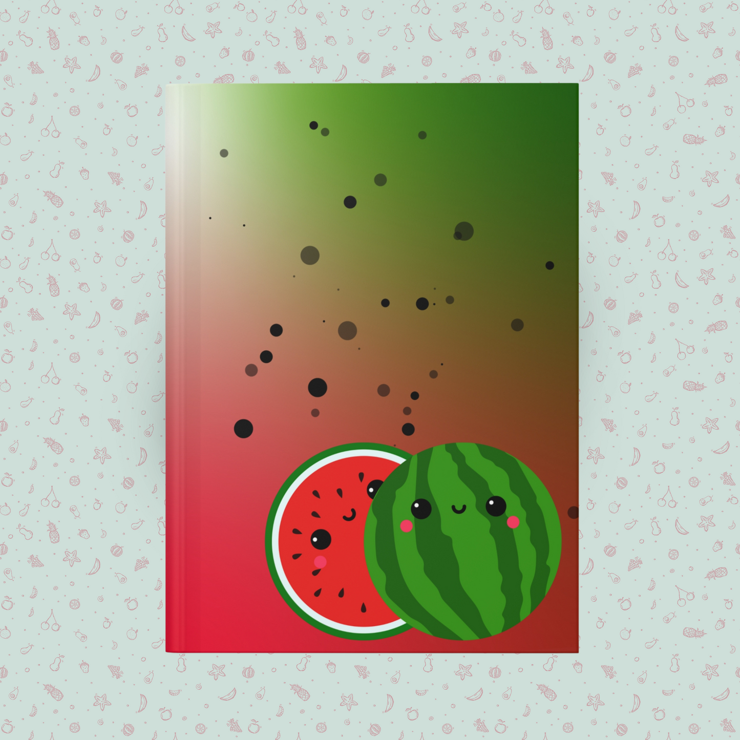 Wishful Watermelon Friends Hardcover Journal Notebook Matte | Fruit with Personality Journal | Fruit and Berry Themed Blank Lined Notepad | Food Diary