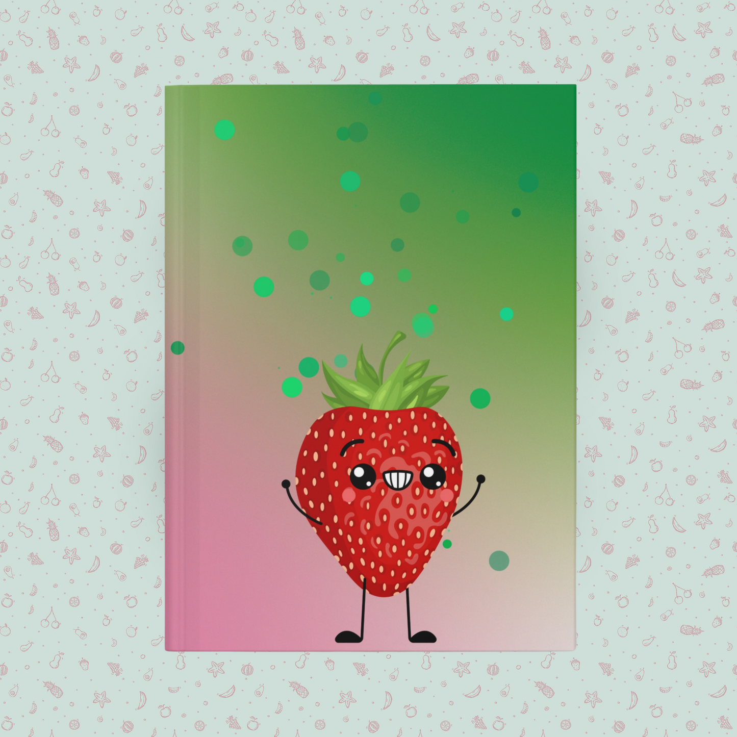 Super Happy Strawberry Friends Hardcover Journal Notebook Matte | Fruit with Personality Journal | Fruit and Berry Themed Blank Lined Notepad | Food Diary