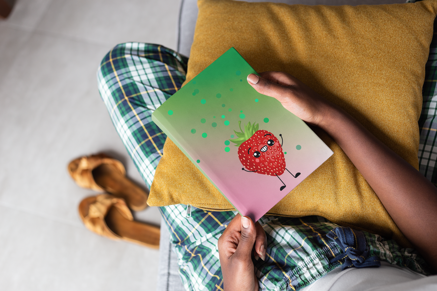 Super Happy Strawberry Friends Hardcover Journal Notebook Matte | Fruit with Personality Journal | Fruit and Berry Themed Blank Lined Notepad | Food Diary