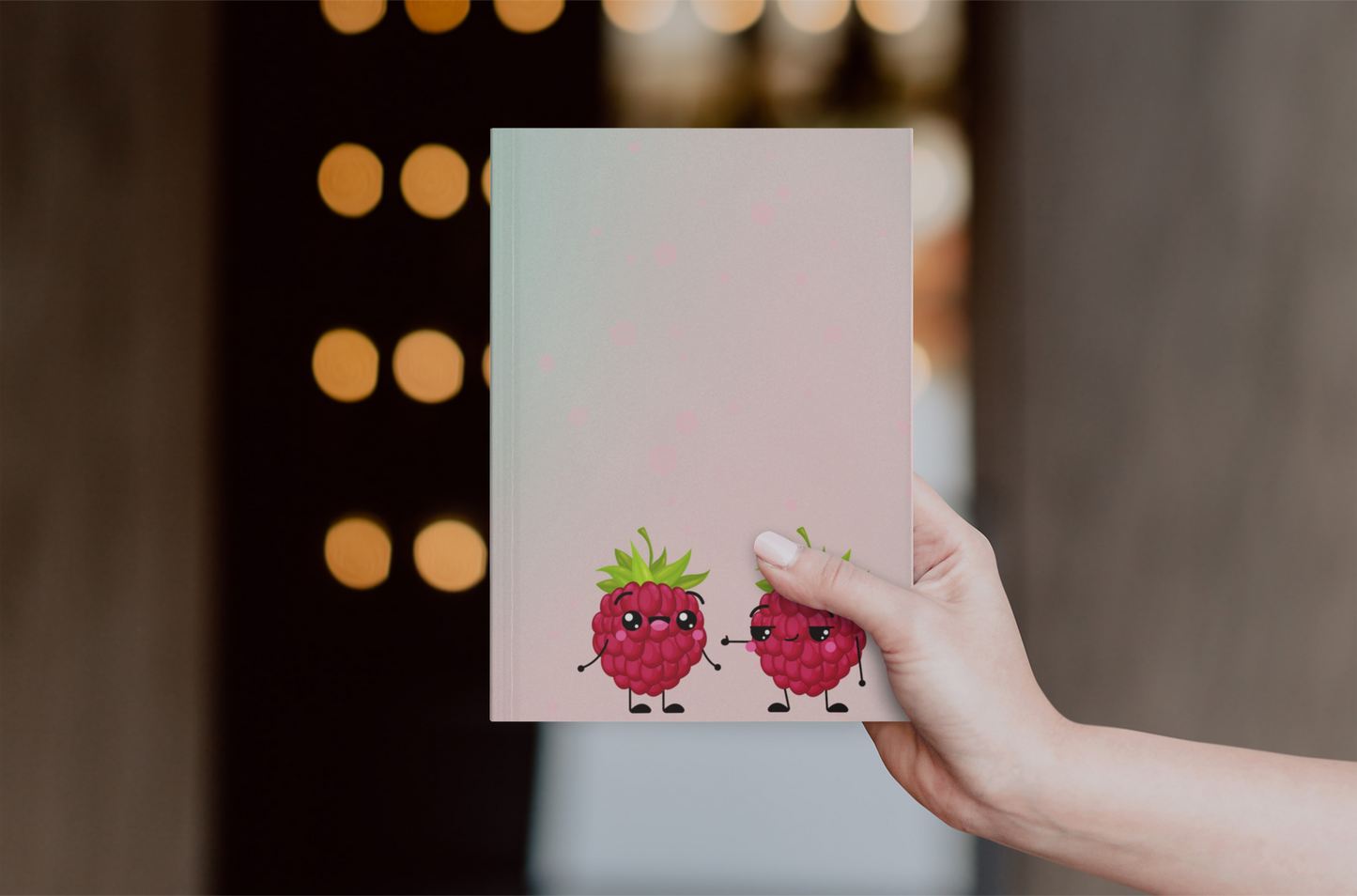 Thumbs Up Raspberry Friends Hardcover Journal Notebook Matte | Fruit with Personality Journal | Fruit and Berry Themed Blank Lined Notepad | Food Diary