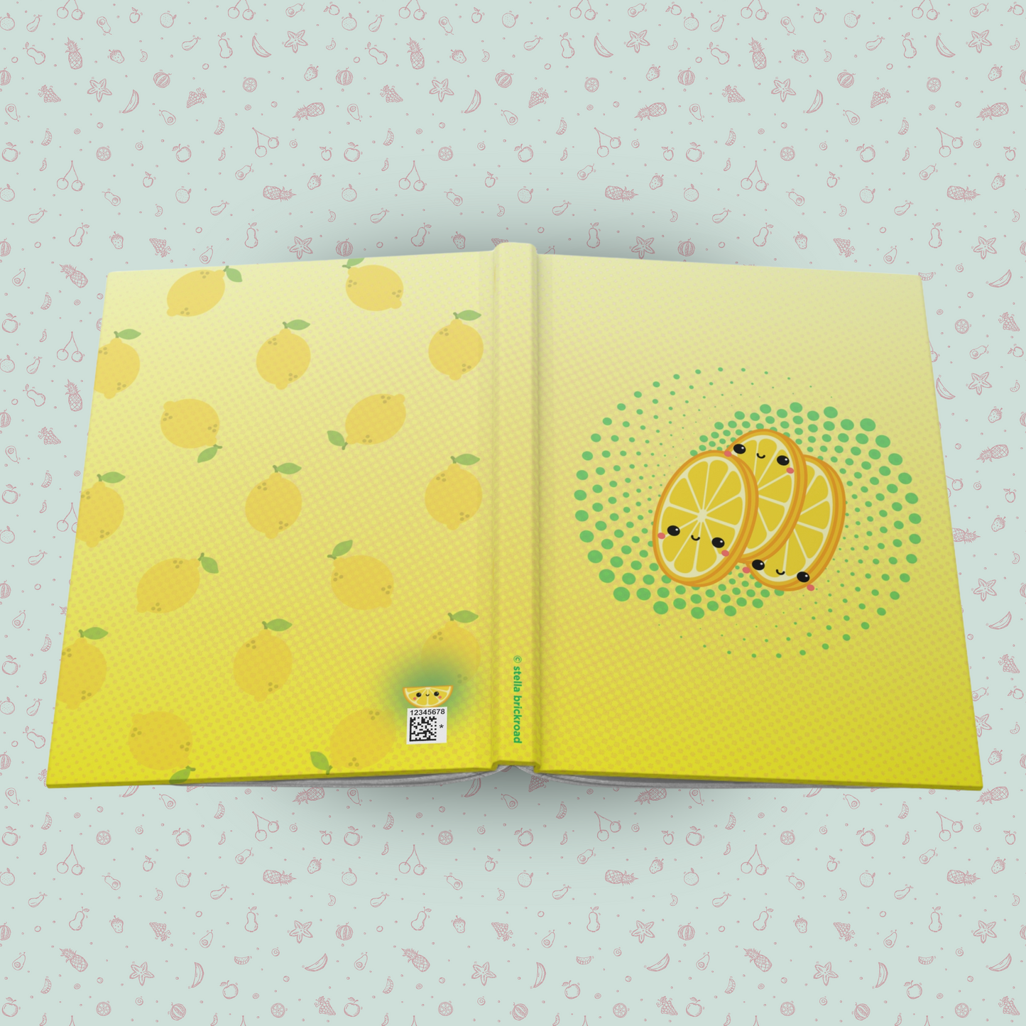 Refreshing Lemon Slice Friends Hardcover Journal Notebook Matte | Fruit with Personality Journal | Fruit and Berry Themed Blank Lined Notepad | Food Diary