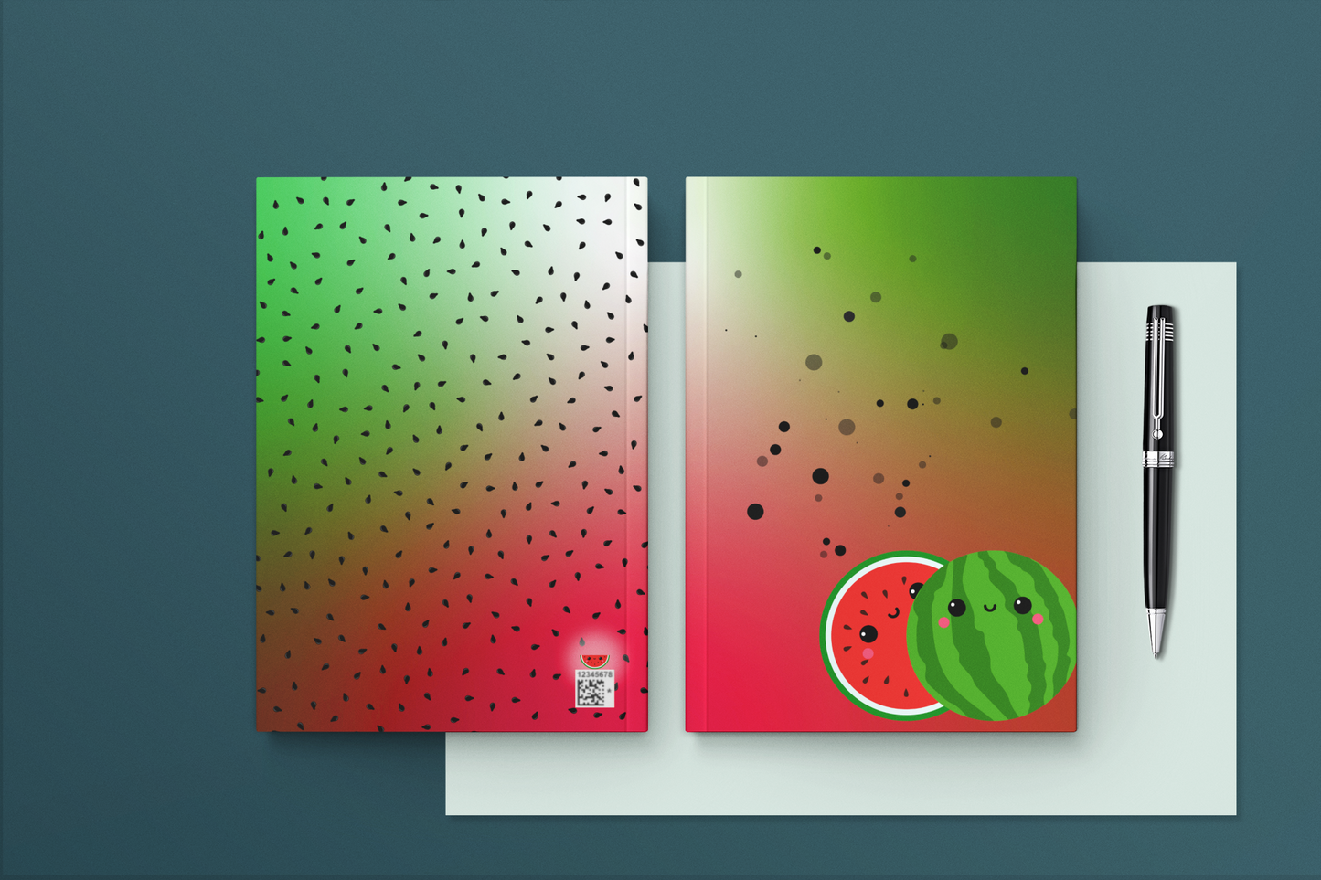 Wishful Watermelon Friends Hardcover Journal Notebook Matte | Fruit with Personality Journal | Fruit and Berry Themed Blank Lined Notepad | Food Diary