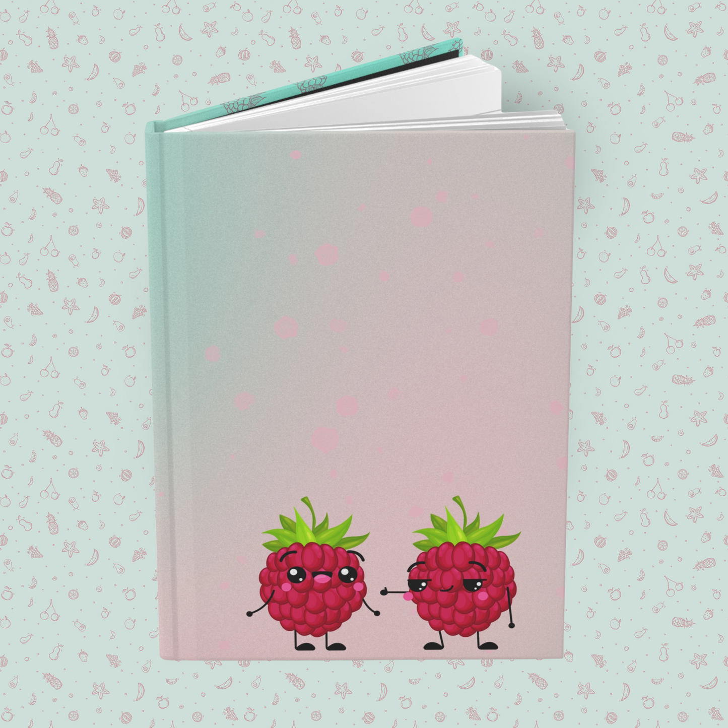 Thumbs Up Raspberry Friends Hardcover Journal Notebook Matte | Fruit with Personality Journal | Fruit and Berry Themed Blank Lined Notepad | Food Diary