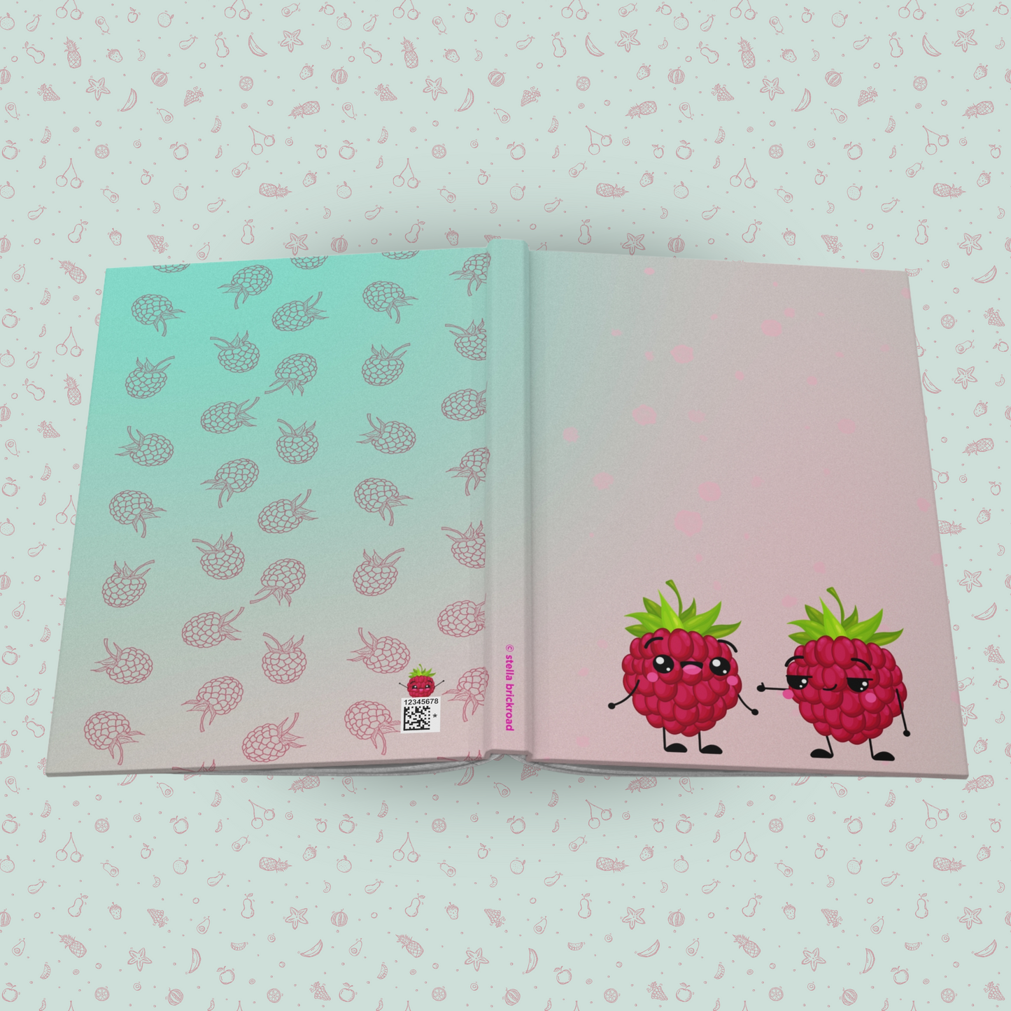 Thumbs Up Raspberry Friends Hardcover Journal Notebook Matte | Fruit with Personality Journal | Fruit and Berry Themed Blank Lined Notepad | Food Diary