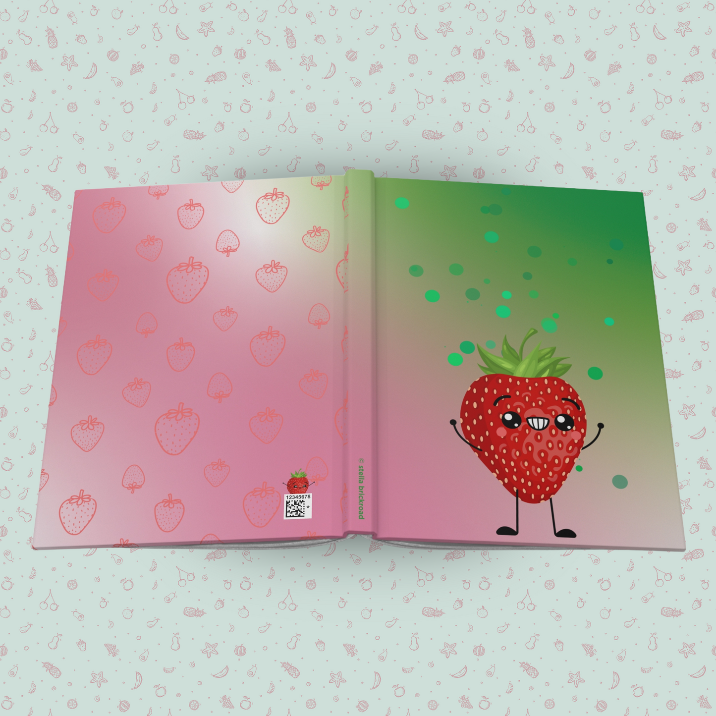 Super Happy Strawberry Friends Hardcover Journal Notebook Matte | Fruit with Personality Journal | Fruit and Berry Themed Blank Lined Notepad | Food Diary